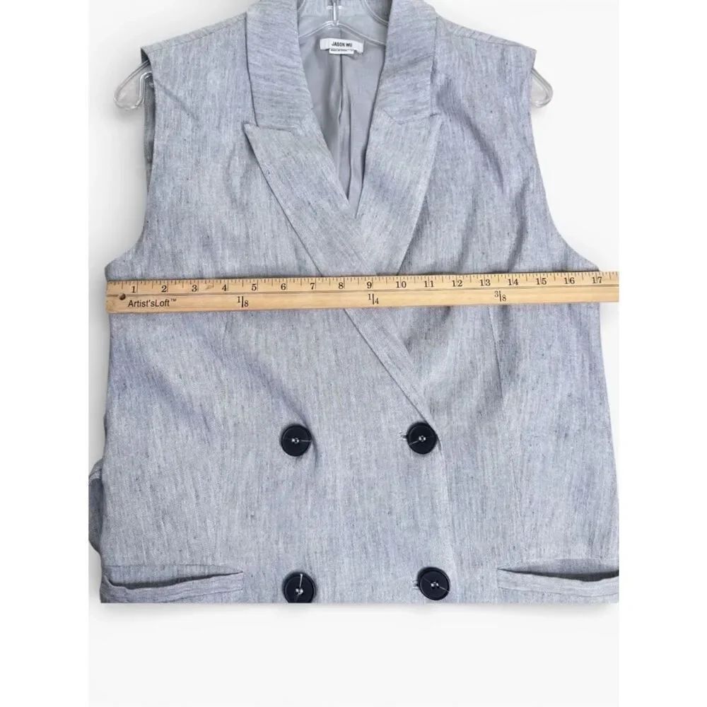 Jason Wu Elegant Heather Gray Blazer Dress Vest Med - Picture 11 of 11